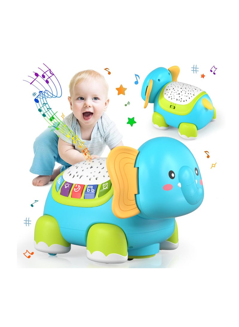 Crawling Musical Elephant Toys for 0-12 Months, Baby Toys 6 Months Plus, Toddler Sound Toys with Projector Light, Learning Gifs Toys for Boys Girls 1 Year Old