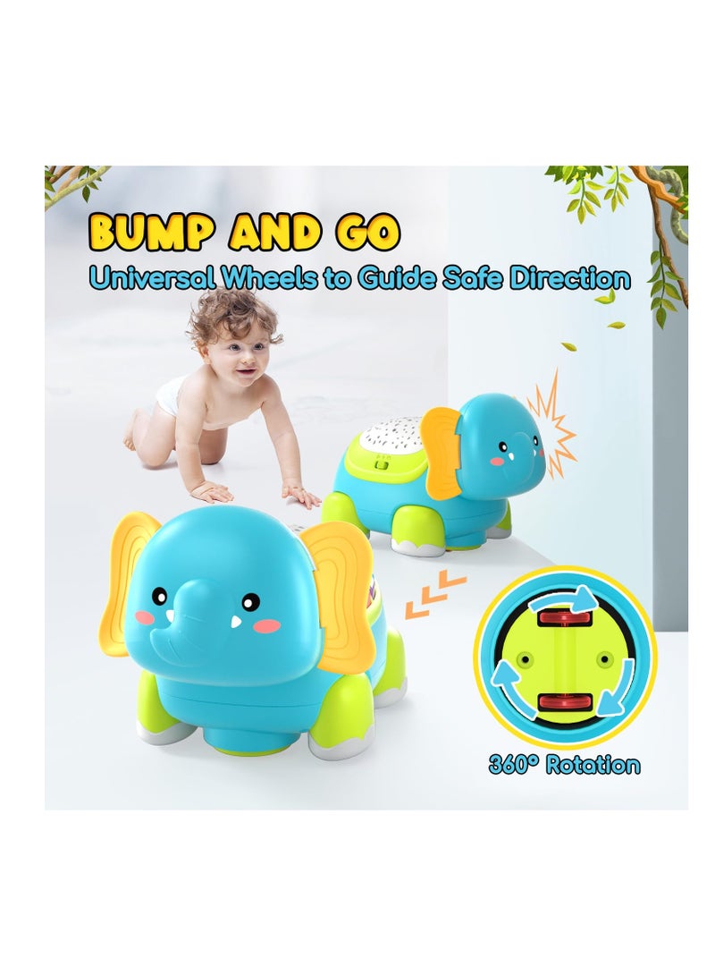 Crawling Musical Elephant Toys for 0-12 Months, Baby Toys 6 Months Plus, Toddler Sound Toys with Projector Light, Learning Gifs Toys for Boys Girls 1 Year Old