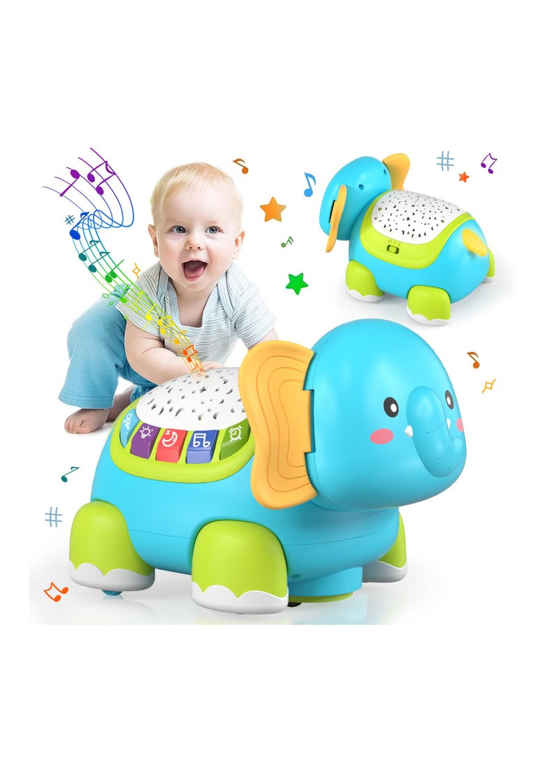 Crawling Musical Elephant Toys for 0-12 Months, Baby Toys 6 Months Plus, Toddler Sound Toys with Projector Light, Learning Gifs Toys for Boys Girls 1 Year Old