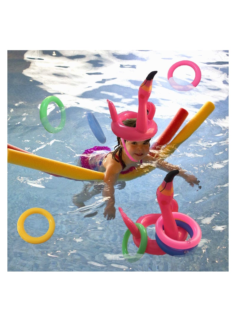 Inflatable Cactus Ring Toss Game Set Floating Swimming Ring Toss Includes Inflatable Cactus Inflatable Rings for Fiesta Party Pool Game Flamingo Toys Inflatable Beach Balls Flying