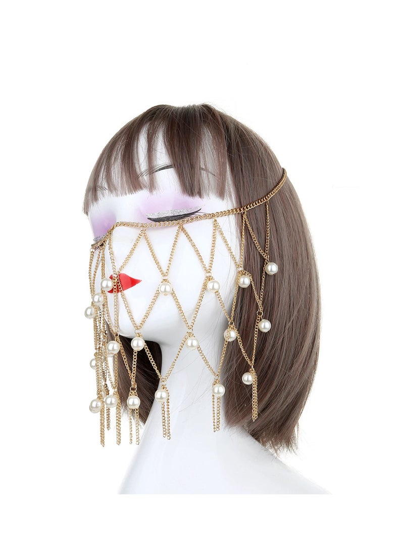 Cosplay Veil Headwear Mask Chain Costume Crystal Head Rave Outfit Indian Jewelry