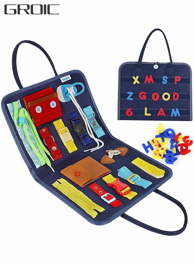 Toddler Busy Board Toy, Sensory Travel Toy for Fine Motor Skill, Early Education Aids Montessori Toys Kids Activities, Busy Book Board Toys Gifts for Kids