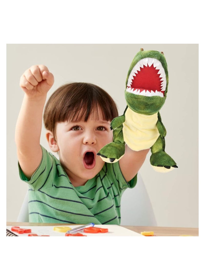 COOLBABY Fluffy Dinosaur Hand Puppet Hand Puppets Dinosaur for Kids Dinosaur Cuddly Toy with Movable Mouth 25 CM