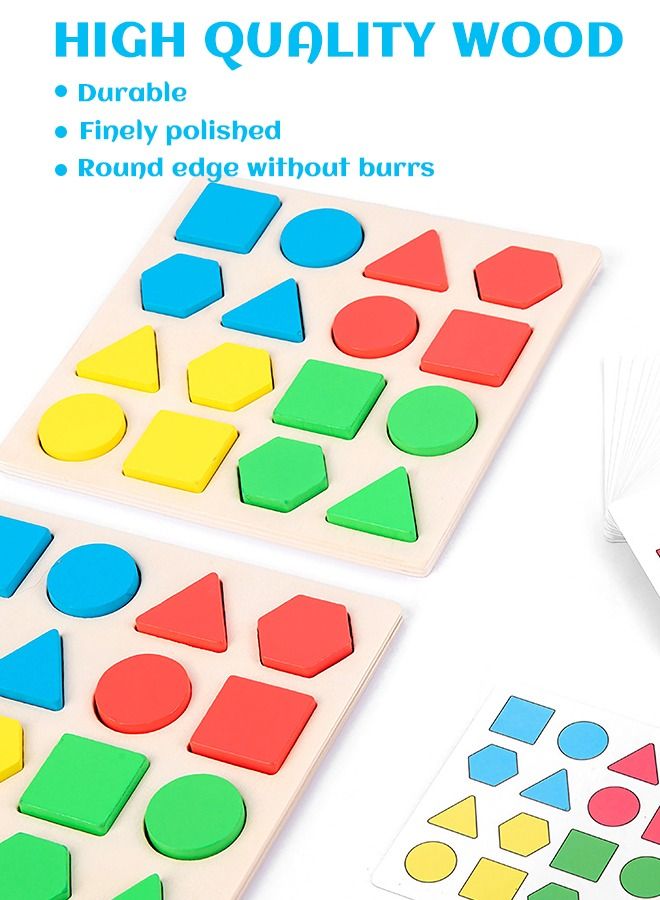 GROIC Wooden Geometry Construction Puzzle Educational Stacking Blocks Toy Set Game for 2