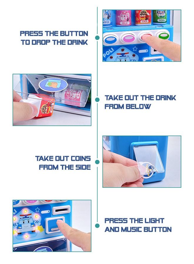Interactive Early Developmental Toy Vending Machine Pretend Play Electronic Drink Apparatus Develop Common Sense of Life with Music and Light