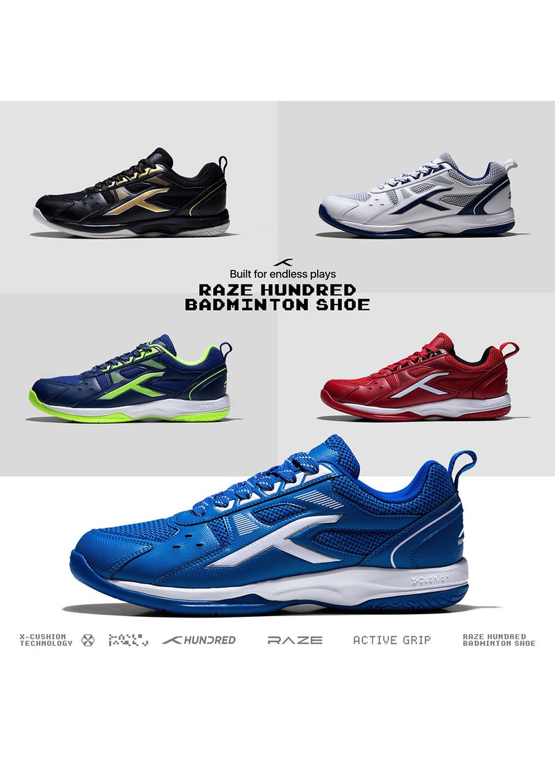 RAZE Badminton Shoe (UK 8 \ US 9 \ EU 42 ) | Mens and Boys | Non-Marking Shoe | Court Shoe | For Badminton, Squash, Tennis Players | X-Cushion, Active Grip Sole, Toe Assist