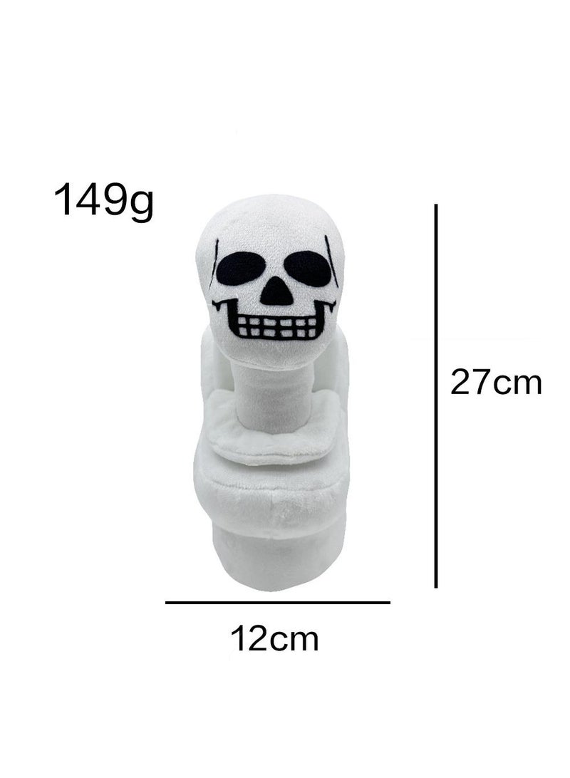 1 Pcs Skibidi Toilet Plush 27cm White Skull Toilet Man Plushies Toy For Fans Gift Horror Stuffed Figure Doll For Kids And Adults Great Birthday Stuffers For Boys Girls