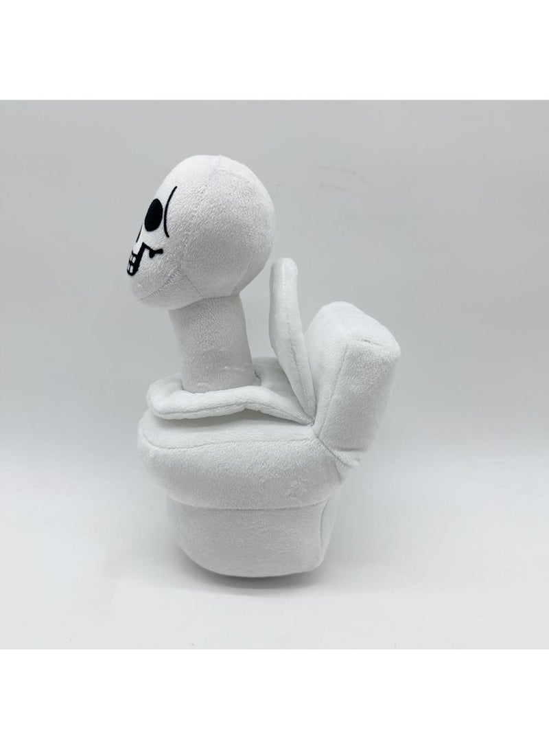 1 Pcs Skibidi Toilet Plush 27cm White Skull Toilet Man Plushies Toy For Fans Gift Horror Stuffed Figure Doll For Kids And Adults Great Birthday Stuffers For Boys Girls