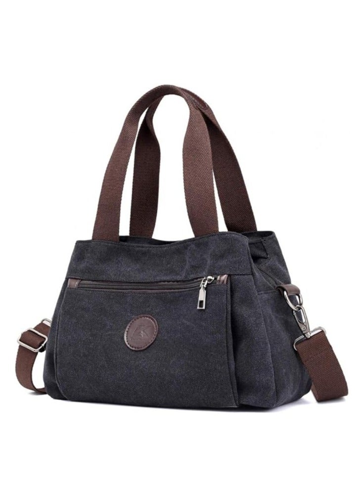 New Casual Canvas European and American Women's Shoulder Bag Solid Color Trendy Women's Bag Handbag