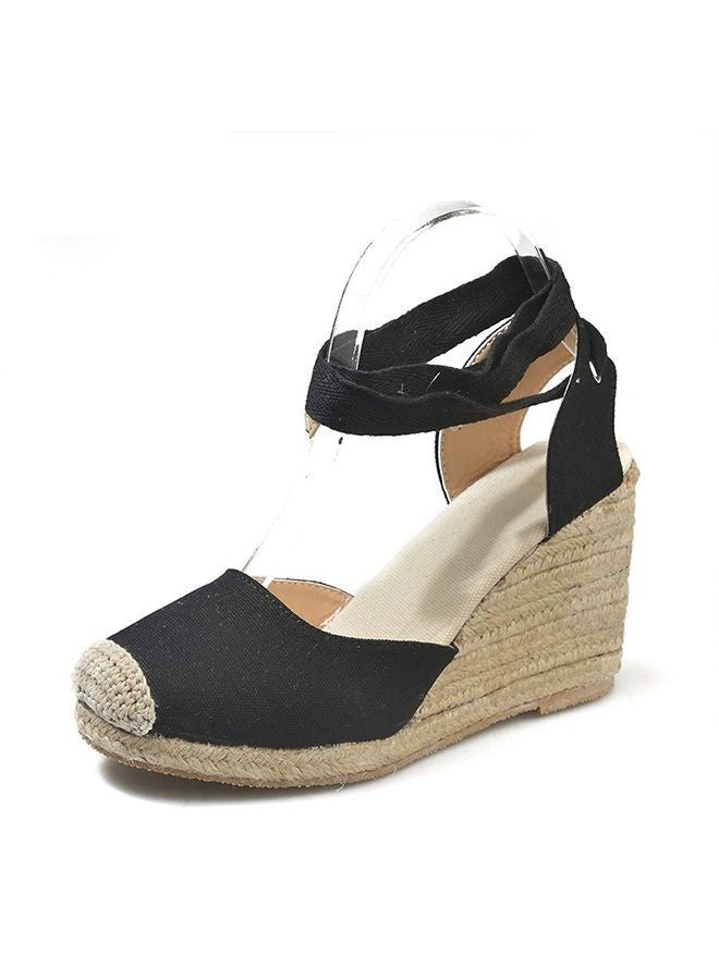 Closed Toe Espadrille Wedges Sandals Fashionable Slope Sandals With Thick Soles 9cm