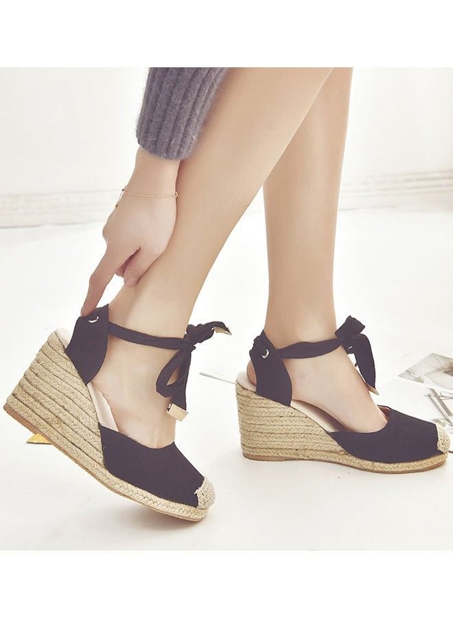 Closed Toe Espadrille Wedges Sandals Fashionable Slope Sandals With Thick Soles 9cm