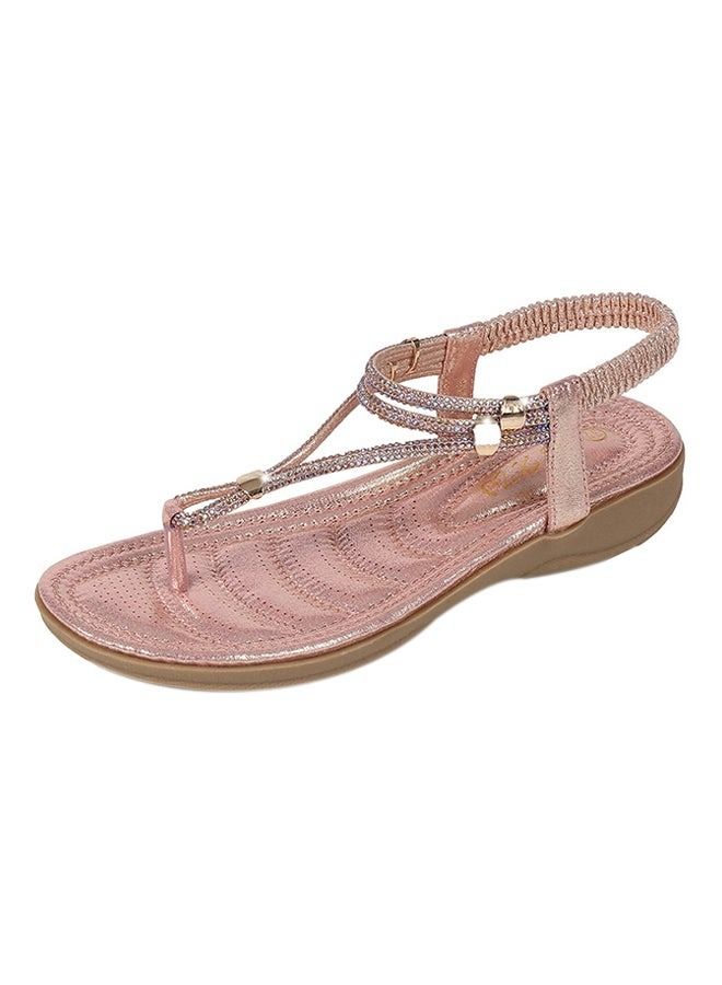 Bohemian Elastic Band Sandals Pink