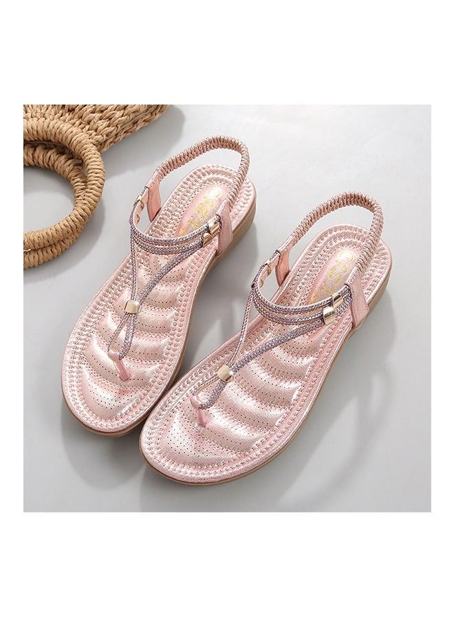 Bohemian Elastic Band Sandals Pink