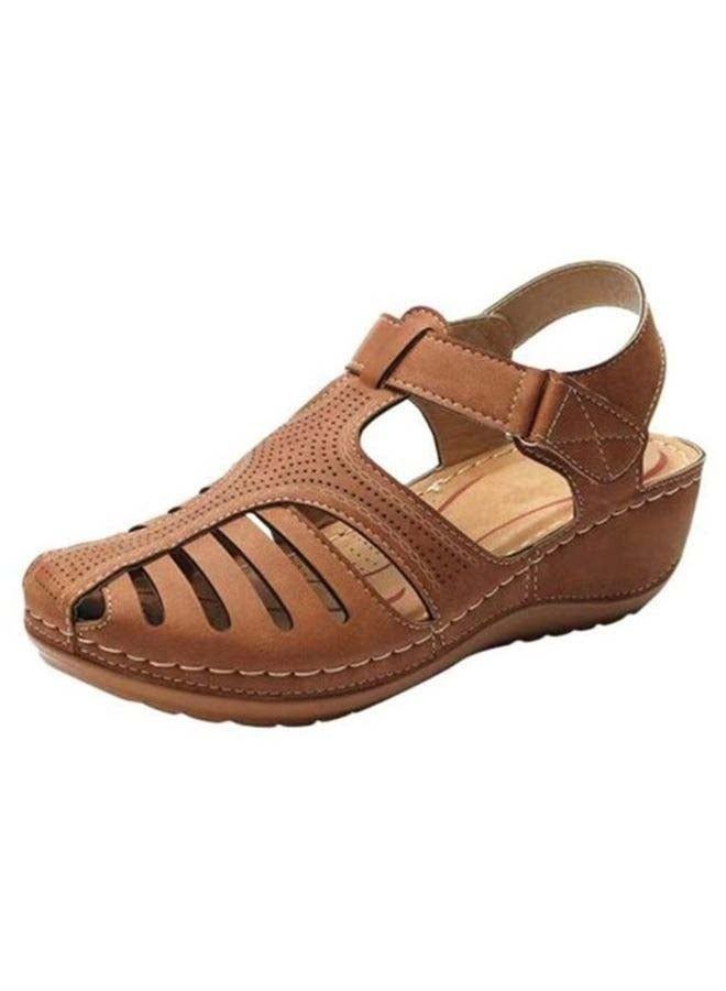 Retro Female Sandals Holes Shoes Brown