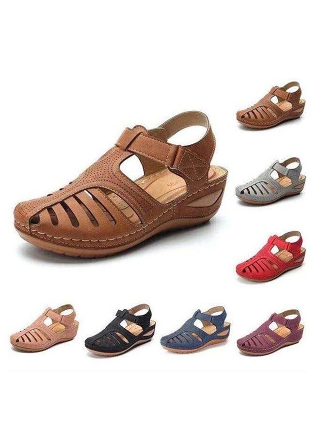 Retro Female Sandals Holes Shoes Brown