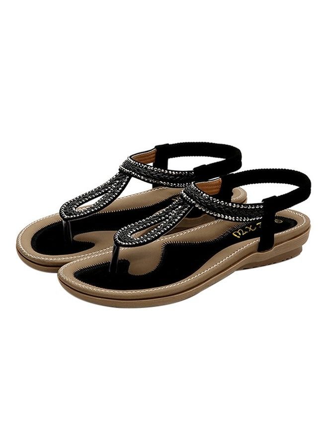 Bohemian Elastic Band Sandals Black