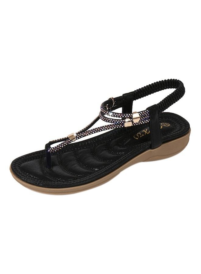 Bohemian Elastic Band Sandals Black