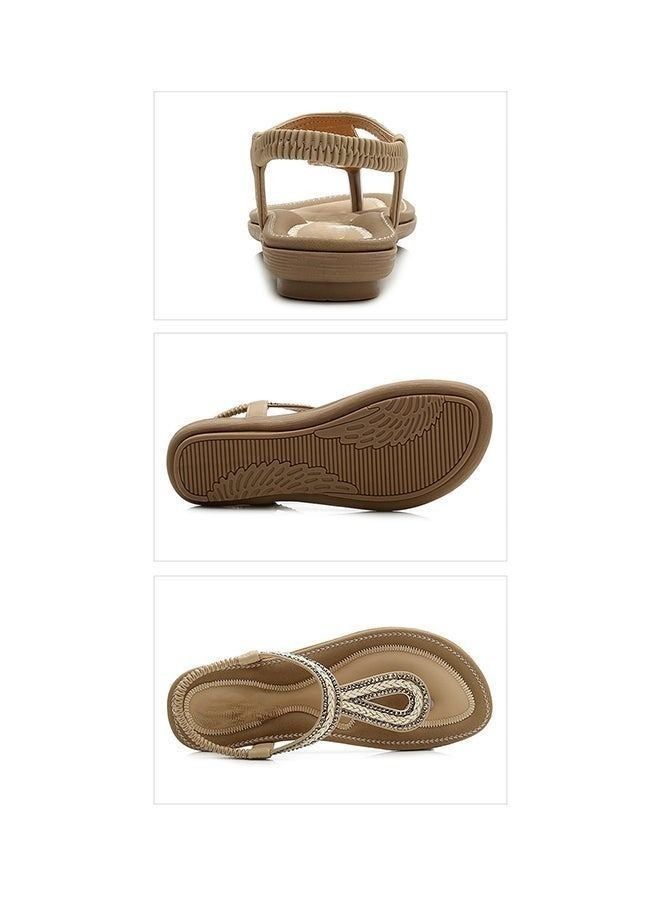 Bohemian Elastic Band Sandals Beige