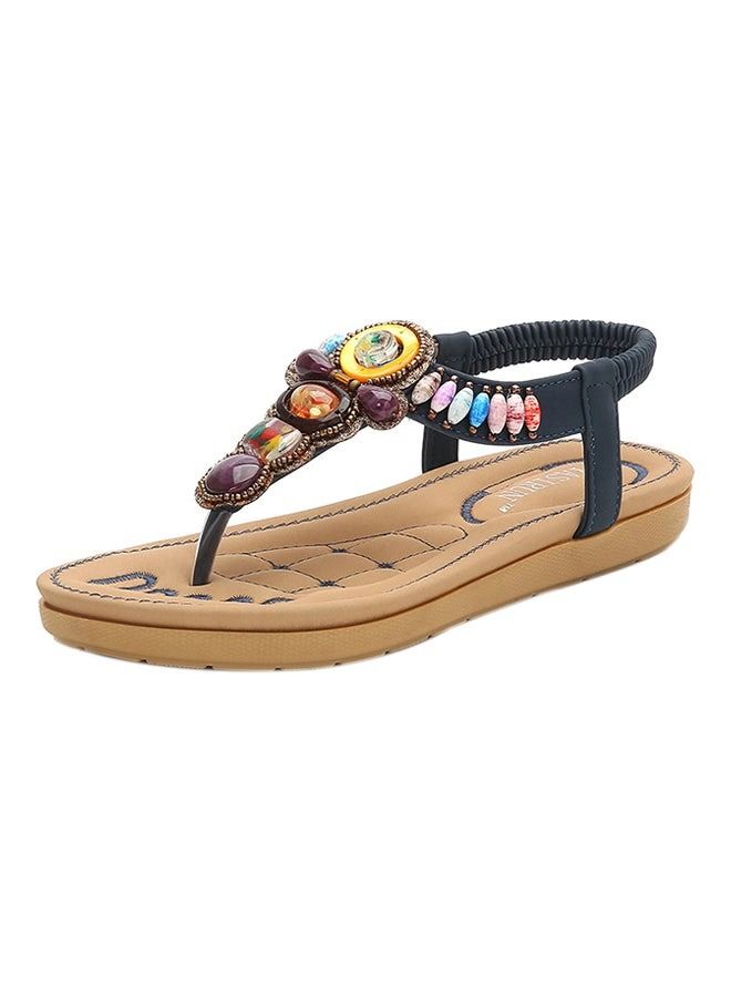 T-strap Elastic Band Sandals Blue