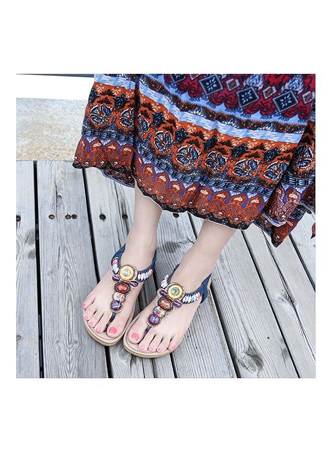 T-strap Elastic Band Sandals Blue