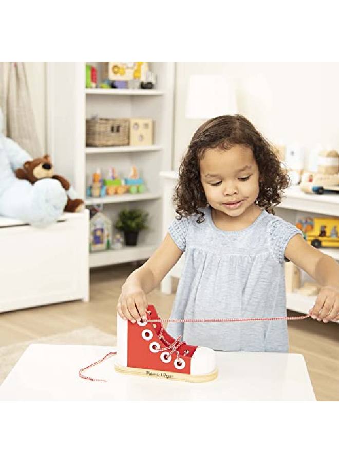 Deluxe Wood Lacing Sneaker Learn To Tie A Shoe Educational Toy