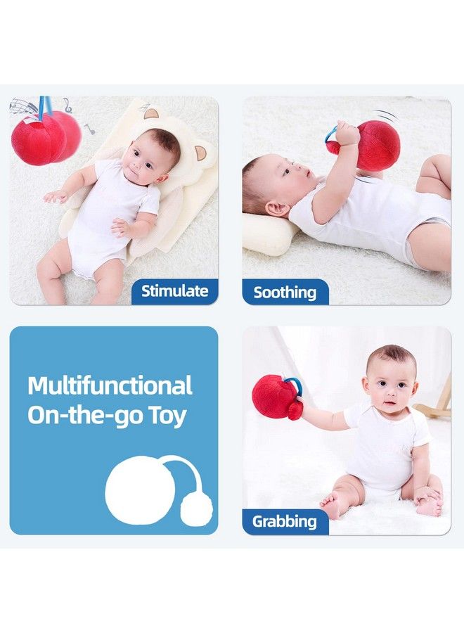 Visual Stimulation Baby Toys 0 3 6 Month High Contrast Sensory Development Toy Activity Soft Plush Clutch Ball With Jingle Rattle & Texture Eye Tracking Newborn Toddler 1 Year Gift (Red)