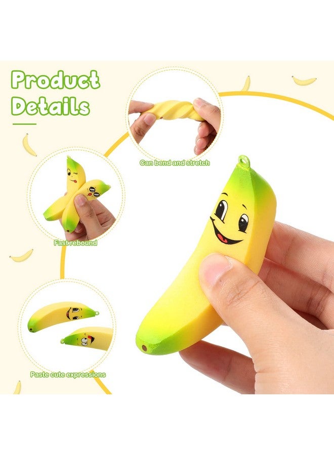 16 Pcs Banana Stress Toys Banana Stress Ball With Emotions Banana Fidget Pu Toy Soft Stress Relief Banana Adult Sensory Toys For Fruit Party Favors Birthday Party Supplies Party Bag Fillers