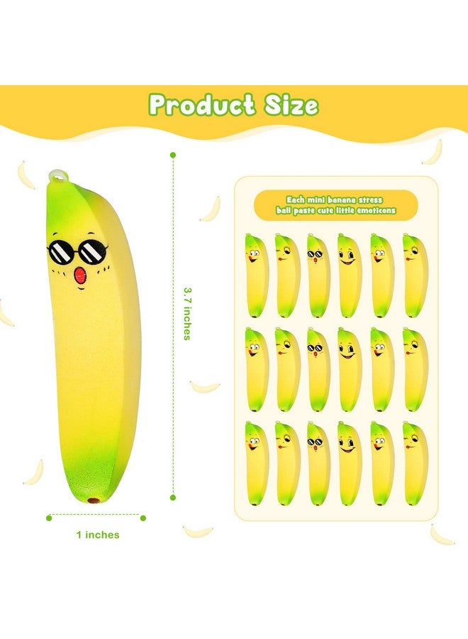 16 Pcs Banana Stress Toys Banana Stress Ball With Emotions Banana Fidget Pu Toy Soft Stress Relief Banana Adult Sensory Toys For Fruit Party Favors Birthday Party Supplies Party Bag Fillers