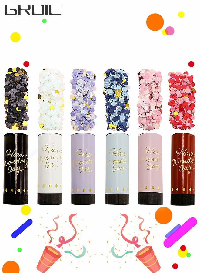 6 PCS Confetti Cannon Party Confetti Poppers,Multicolor Confetti Shooters,Party Poppers,Biodegradable Confetti Birthday Confetti ,Party Dressing