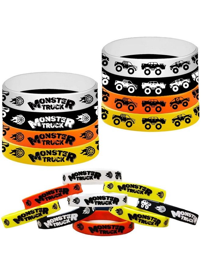 24Pcs Monster Truck Theme Rubber Silicone Wristbands Birthday Party Favors Party Supplies Decorations