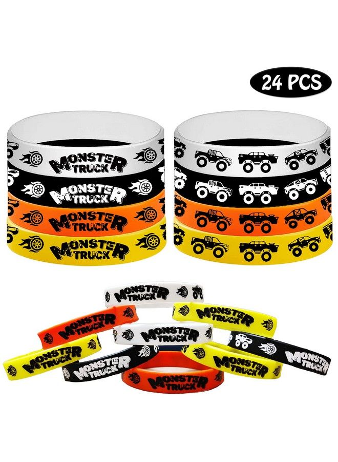 24Pcs Monster Truck Theme Rubber Silicone Wristbands Birthday Party Favors Party Supplies Decorations