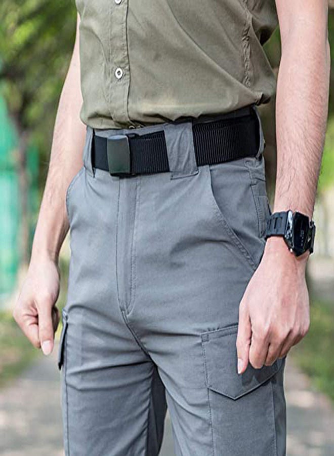 5 Pieces Nylon Belts for Men with Webbing Canvas Outdoor Webbing with Plastic Buckle for Men's Father Boys Birthday Gifts Black-Khaki-Army Green-Navy Blue-Grey