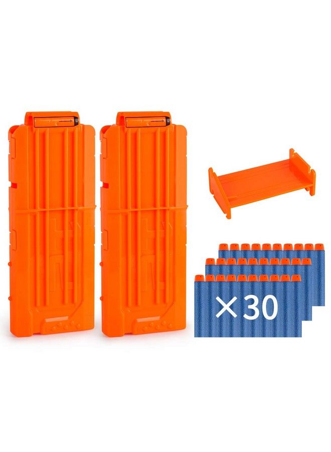 Flip Clip Upgrade Kit 2 Pack 12Dart Quick Reload Clip With 30 Dart Refill Pack For Nerf Nstrike Elite Series (Orange)