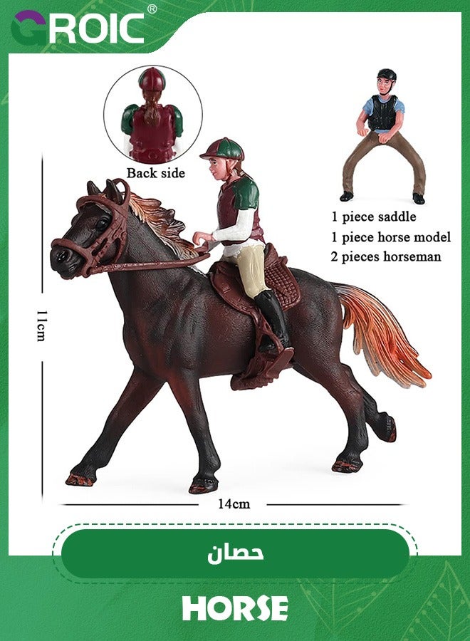 Horse Club Play Set with 2 Rider and Hanoverian Gelding,Saddle and Bridle,Horse Figurine,Farm Animal Toy Figure,Fun and Imaginative Play,Horse Toy