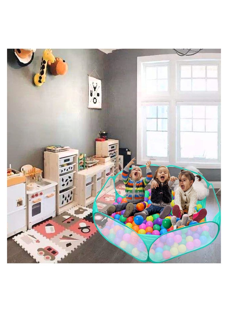 Portable Cute Green Hexagon Children Ball Pit, Indoor and Outdoor Easy Folding Ball Play Pool Kids Toy Play Tent with Carry Tote, Balls Not Included