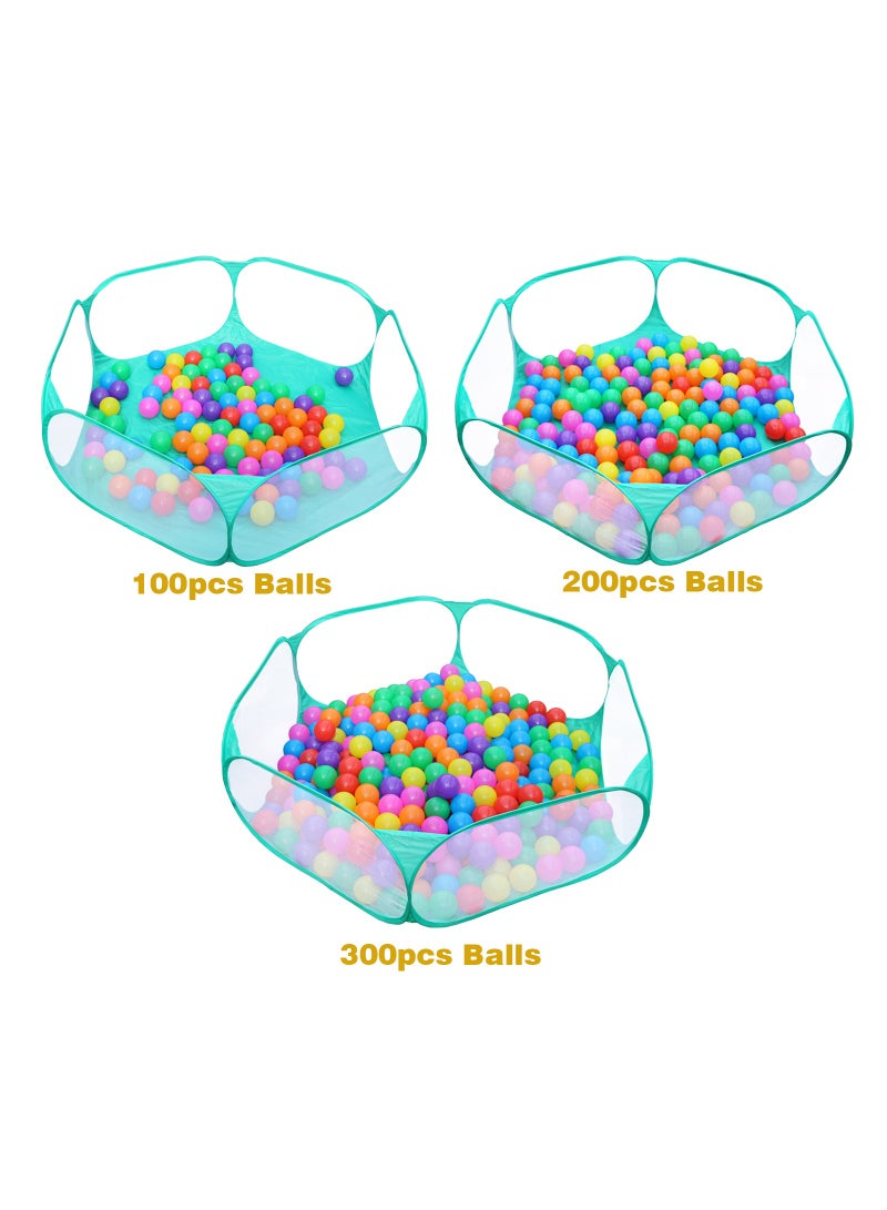 Portable Cute Green Hexagon Children Ball Pit, Indoor and Outdoor Easy Folding Ball Play Pool Kids Toy Play Tent with Carry Tote, Balls Not Included