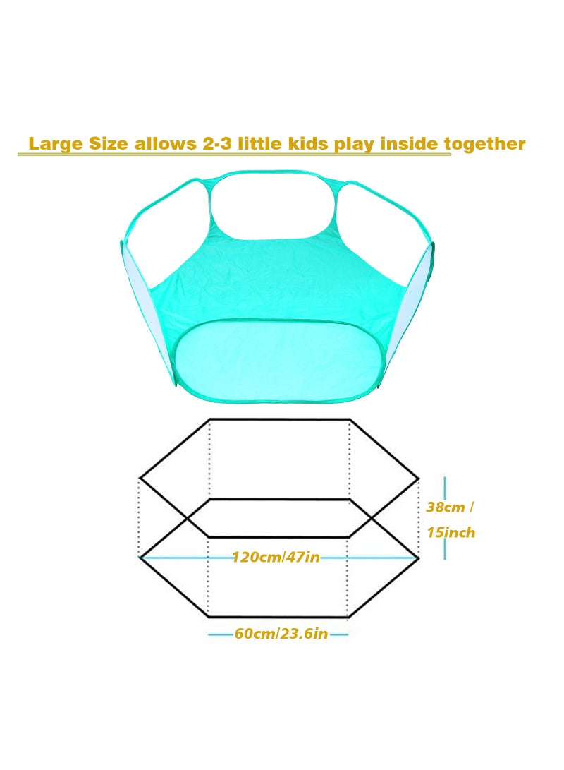 Portable Cute Green Hexagon Children Ball Pit, Indoor and Outdoor Easy Folding Ball Play Pool Kids Toy Play Tent with Carry Tote, Balls Not Included