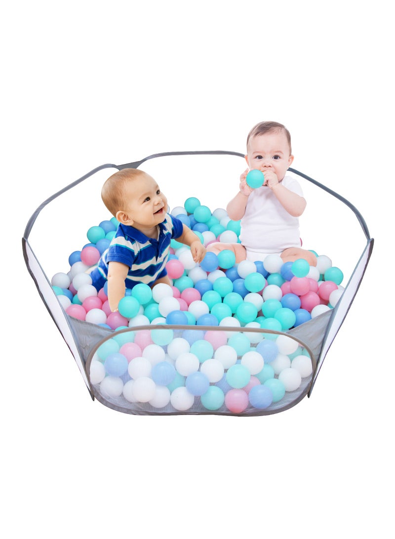 Portable Cute Grey Hexagon Children Ball Pit, Indoor and Outdoor Easy Folding Ball Play Pool Kids Toy Play Tent with Carry Tote, Balls Not Included