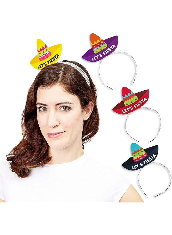 24Pack Let Fiesta Sombrero Party Hats Headbands For Cinco De Mayo Party Favors And Decorations Mexican Fiesta Party Supplies For Adults Women Birthday Celebration (4 Colors)