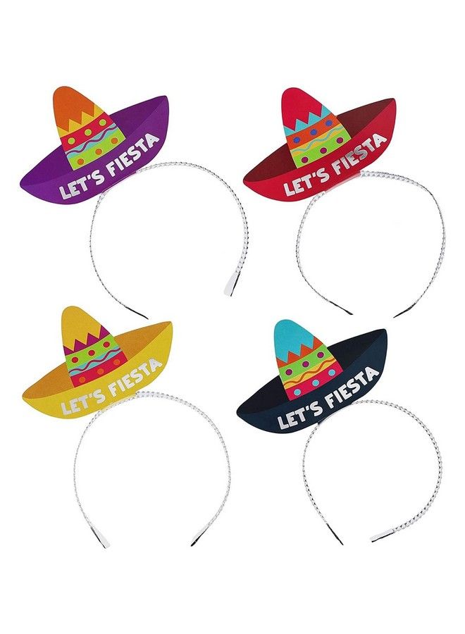 24Pack Let Fiesta Sombrero Party Hats Headbands For Cinco De Mayo Party Favors And Decorations Mexican Fiesta Party Supplies For Adults Women Birthday Celebration (4 Colors)