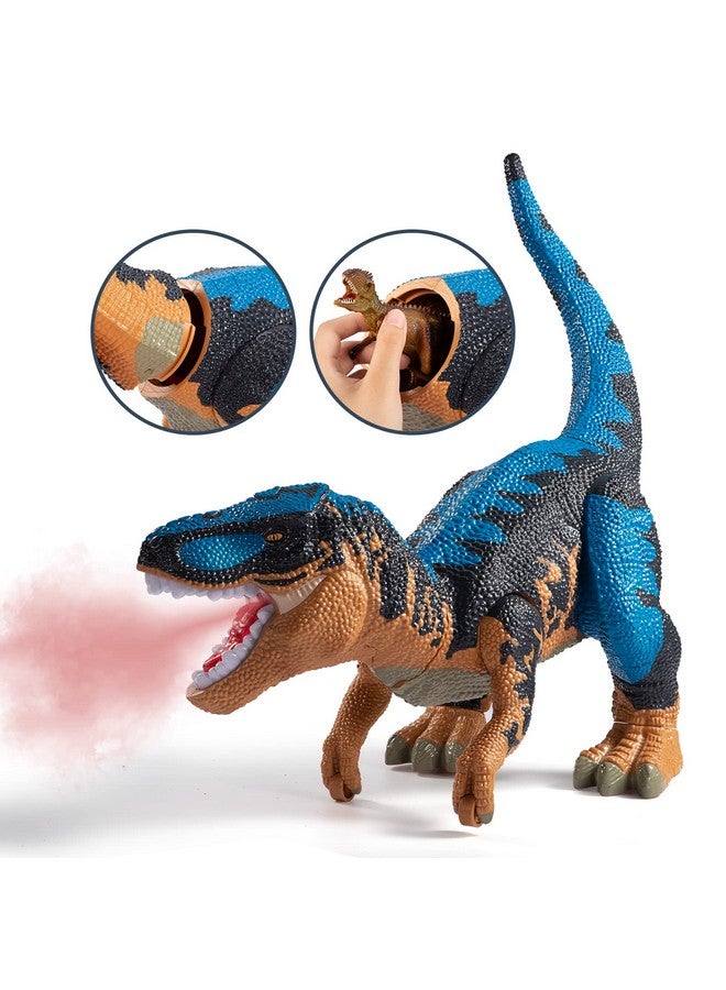 Large Dinosaur Toys For Kids 3+ And Toddlers Jumbo Tyrannosaurus Rex With Mist Spray Light Up And Roaring Sounds One Big Hollow Trex Stored With 4 Handpainted Dinosaurs And 6 Mini Dinos