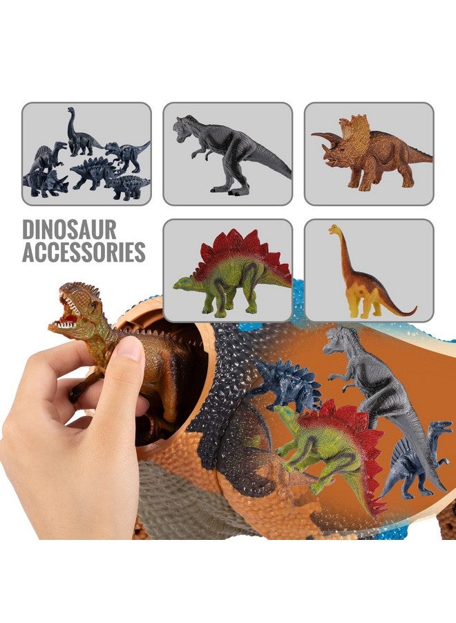 Large Dinosaur Toys For Kids 3+ And Toddlers Jumbo Tyrannosaurus Rex With Mist Spray Light Up And Roaring Sounds One Big Hollow Trex Stored With 4 Handpainted Dinosaurs And 6 Mini Dinos