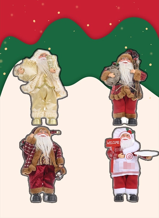 Santa Claus Dolls Tabletop Plush Decorations Holiday Decorative Ornaments Santa Claus Dolls as Decorations at Party Festivals(4pcs,30*20cm)