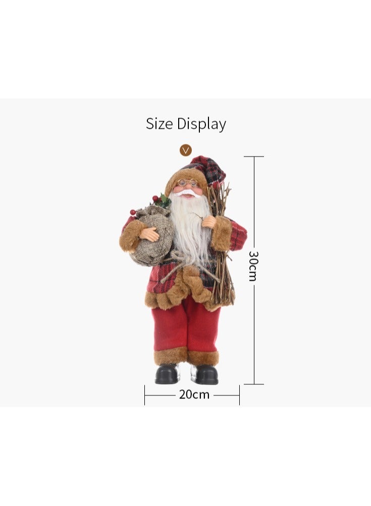 Santa Claus Figurine Xmas Ornament Classic Xmas Statue Christmas Figure Standing Doll for Living Room Home Office Indoor(1pcs,30 * 20cm)