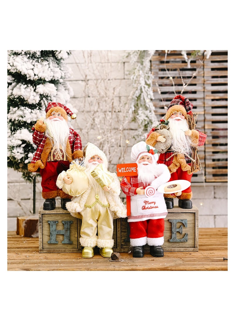 Santa Claus Figurine Xmas Ornament Classic Xmas Statue Christmas Figure Standing Doll for Living Room Home Office Indoor(1pcs,30 * 20cm)