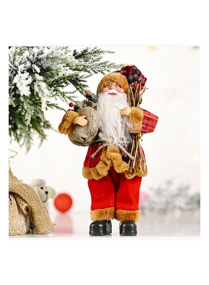 Santa Claus Figurine Xmas Ornament Classic Xmas Statue Christmas Figure Standing Doll for Living Room Home Office Indoor(1pcs,30 * 20cm)