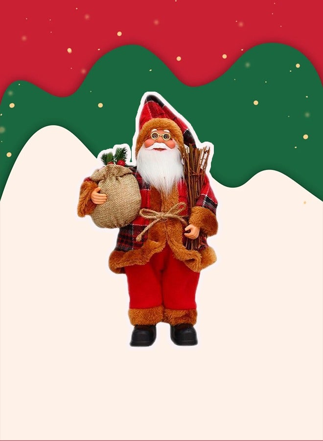 Santa Claus Figurine Xmas Ornament Classic Xmas Statue Christmas Figure Standing Doll for Living Room Home Office Indoor(1pcs,30 * 20cm)