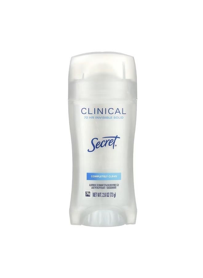 Clinical 72 HR Invisible Solid Deodorant Completely Clean  2.6 oz 73 g