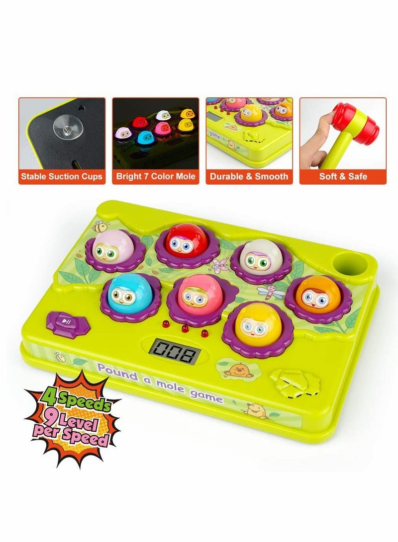 Interactive Pound a Mole Game, Toddler Toys, Light-Up Musical Pounding Toy, Early Developmental Toy, Fun Gift for Age 2, 3, 4, 5 Years Old Kids, Boys, Girls, 2 Soft Hammers Included