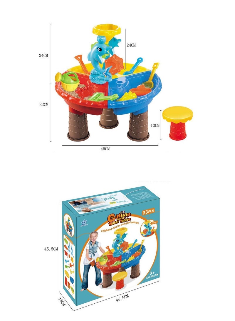 Plastic Kids Outdoor Playset Activity Sand And Water  BeachTable Game Playing Set .